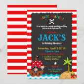 Pirate verjaardagsuitnodigingen Pirate Party Boy Kaart (Voorkant / Achterkant)