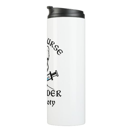 Pirate verpleegster geeft je boek over thermosbeker (Geroteerd rechts)