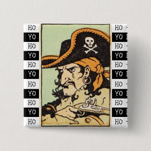 Pirate Vierkante Button 5,1 Cm