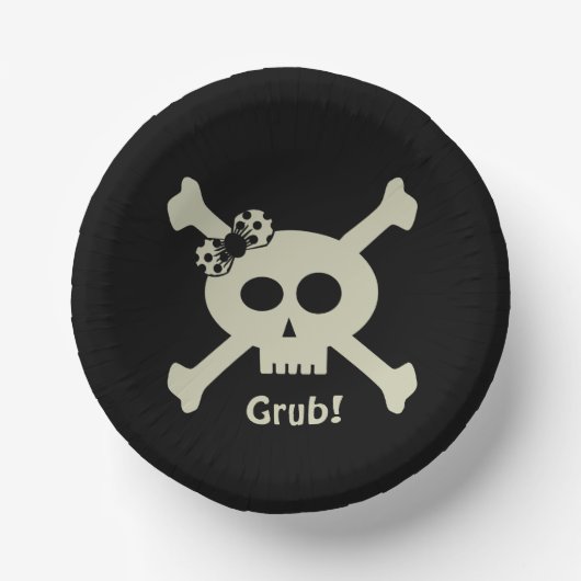 Pirate Vlag Schedel en Crossbones Zwart Papier Kom (Voorkant)