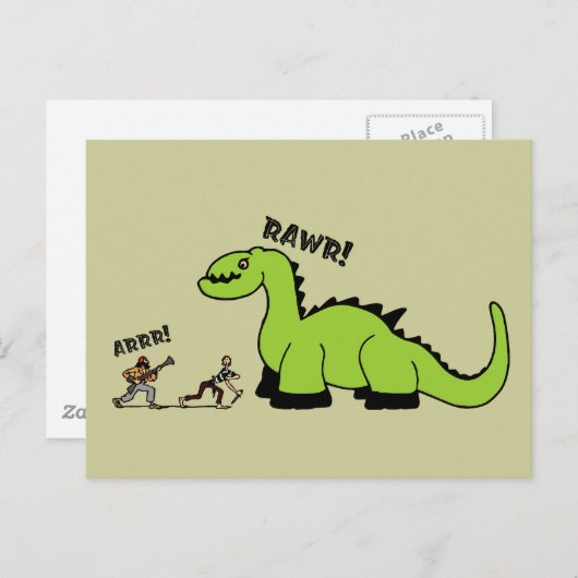 Pirate vs. Dinosaur Briefkaart (Voorkant / Achterkant)