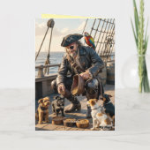 Pirate Walkin' the Dog Card Feestdagen Kaart (Achterkant)