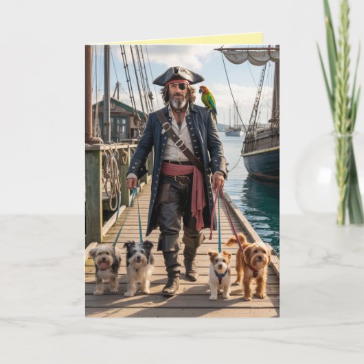 Pirate Walkin' the Dog Card Feestdagen Kaart (Voorkant)