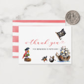 Pirate waterverf verjaardagsfeestje dank u notitiekaartje (Voorkant / Achterkant in situ)