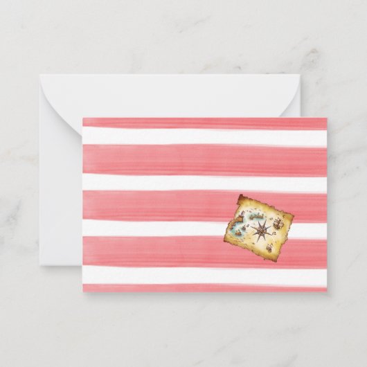 Pirate waterverf verjaardagsfeestje dank u notitiekaartje (Achterkant)