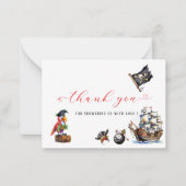 Pirate waterverf verjaardagsfeestje dank u notitiekaartje (Voorkant)