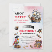 Pirate waterverf Verjaardagsfeestje Kaart (Voorkant)