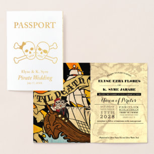 Pirate Wedding Gold Foil Passport Foil card Folie Kaarten