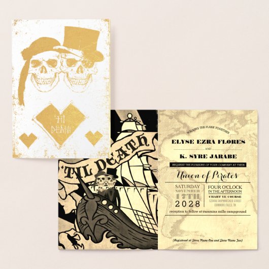 Pirate Wedding Gold Foil Passport Folie Kaart (Display)