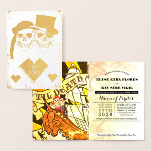 Pirate Wedding Gold Foil Passport Folie Kaart