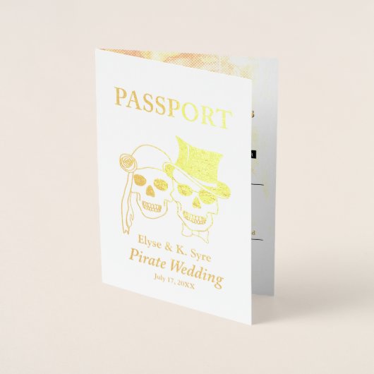 Pirate Wedding Gold Foil Passport Folie Kaarten (Voorkant)