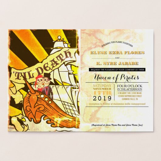 Pirate Wedding Gold Foil Passport Folie Kaarten (Binnen)