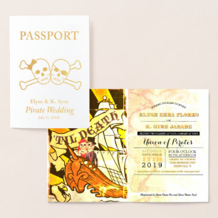 Pirate Wedding Gold Foil Passport Folie Kaarten