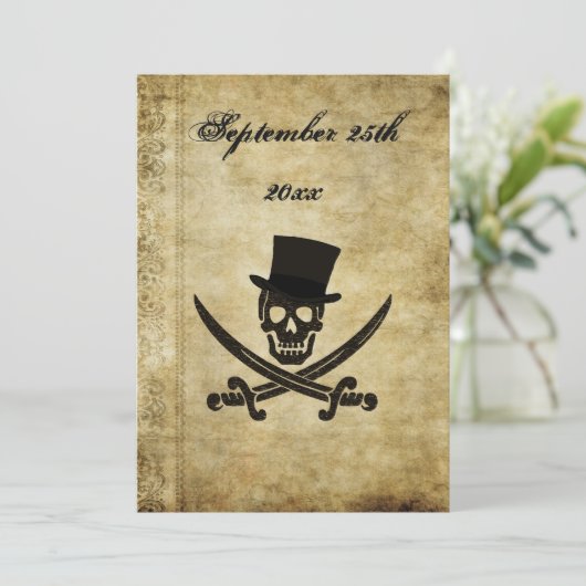 Pirate Wedding Invtation Kaart (Staand voorkant)