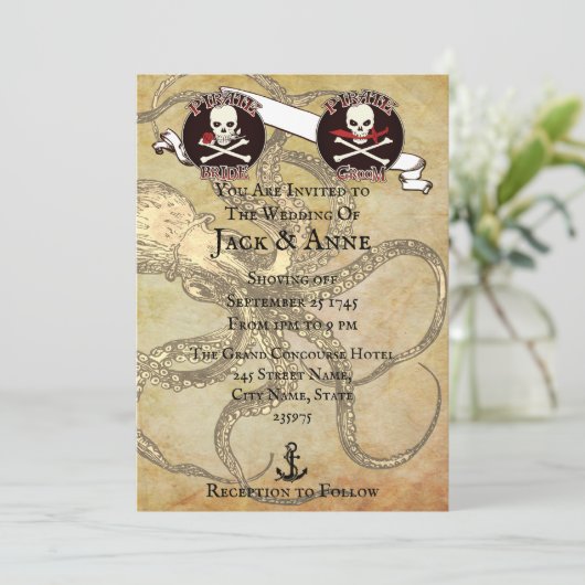 Pirate Wedding Kaart (Staand voorkant)