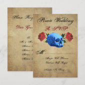 Pirate Wedding R.S.V.P. RSVP Kaartje (Voorkant / Achterkant)