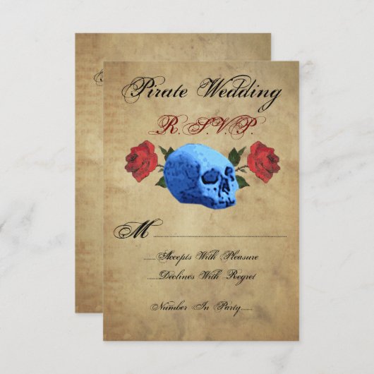 Pirate Wedding R.S.V.P. RSVP Kaartje (Voorkant / Achterkant)