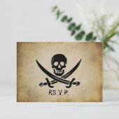 Pirate Wedding RSVP-reactiekaart RSVP Kaartje (Staand voorkant)