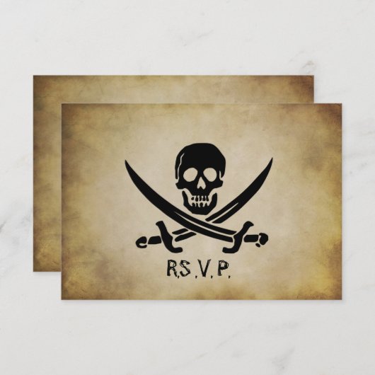 Pirate Wedding RSVP-reactiekaart RSVP Kaartje (Voorkant / Achterkant)
