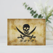 Pirate Wedding RSVP-reactiekaart RSVP Kaartje (Staand voorkant)