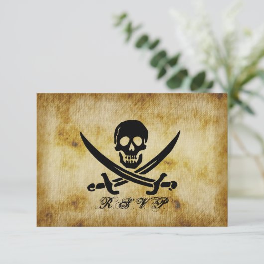 Pirate Wedding RSVP-reactiekaart RSVP Kaartje (Staand voorkant)