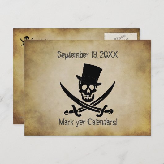 Pirate Wedding Save the Date Briefkaart (Voorkant / Achterkant)
