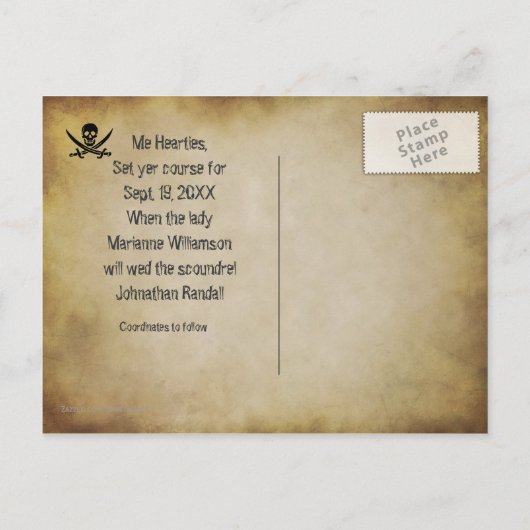 Pirate Wedding Save the Date Briefkaart (Achterkant)