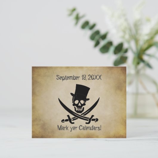 Pirate Wedding Save the Date Briefkaart (Staand voorkant)