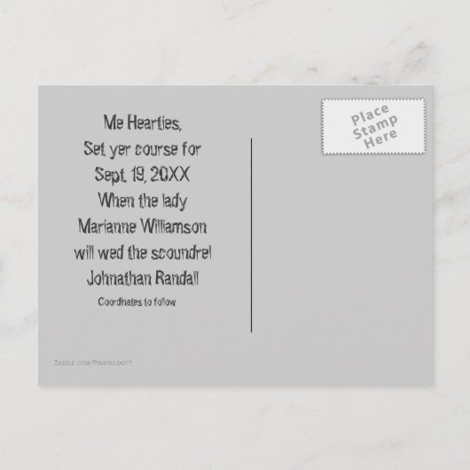 Pirate Wedding Save the Date Briefkaart (Achterkant)