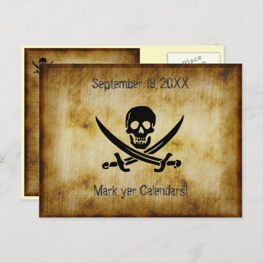 Pirate Wedding Save the Date Briefkaart (Voorkant / Achterkant)