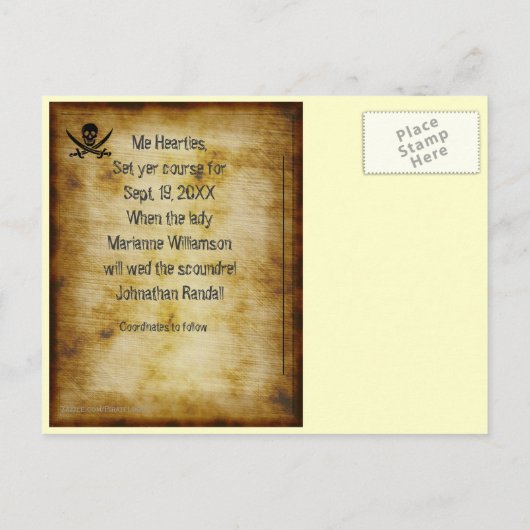 Pirate Wedding Save the Date Briefkaart (Achterkant)
