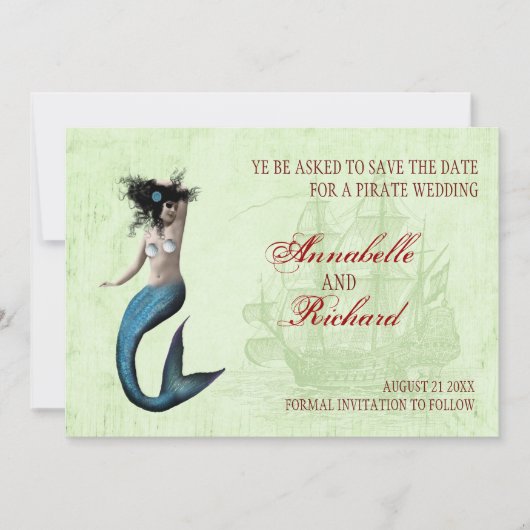 Pirate Wedding Save the Date Cards (Voorkant)