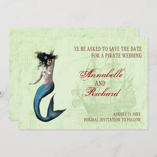 Pirate Wedding Save the Date Cards (Voorkant / Achterkant)