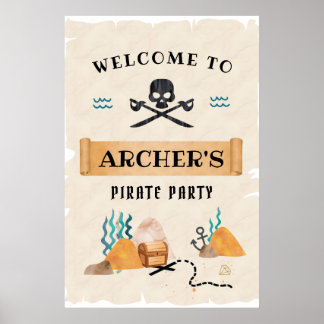 Pirate welkomstteken, piratenpartij poster