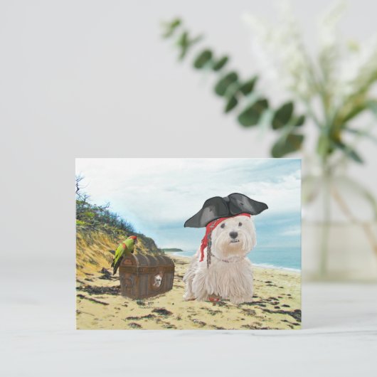 Pirate Westie Briefkaart (Staand voorkant)