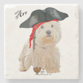 Pirate Westie Stenen Onderzetter (Voorkant)