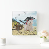 Pirate Westie Vierkante Klok (Huis)