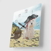 Pirate Westie Vierkante Klok (Hoek)