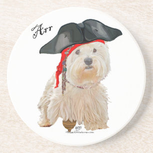 Pirate Westie Zandsteen Onderzetter