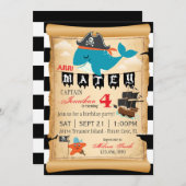 Pirate Whale en Starfish verjaardagsuitnodigingen Kaart (Voorkant / Achterkant)