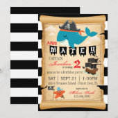 Pirate Whale en Starfish verjaardagsuitnodigingen Kaart (Voorkant / Achterkant)