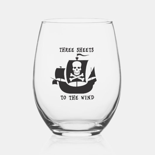Pirate Wine Glass Drie Bladen Naar De Wind Wijnglas Zonder Voet (Voorkant)