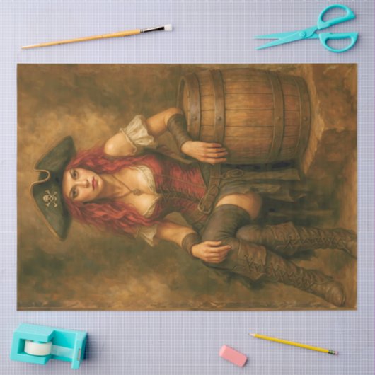 Pirate with Barrel | Caribbean Nautical Decoupage  Tissuepapier (Craft)