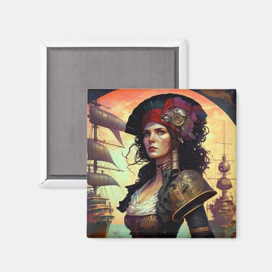Pirate Woman Fantasy Art Magneet (Voorkant / Achterkant)
