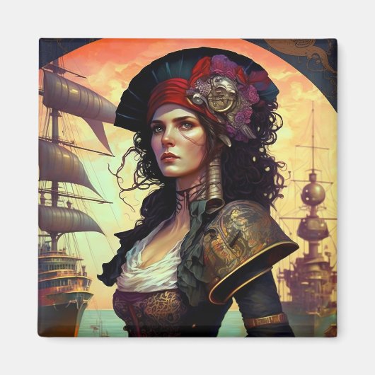 Pirate Woman Fantasy Art Magneet (Voorkant)