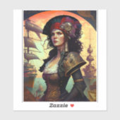Pirate Woman Fantasy Art Sticker (Vel)