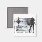 Pirate Woman met Rough Waters Design Magneet (Voorkant / Achterkant)