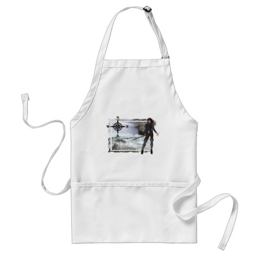 Pirate Woman met Rough Waters Design Standaard Schort (Voorkant)