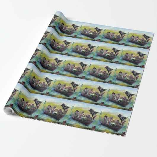 Pirate Wrapping Paper Cadeaupapier (Uitgerold)