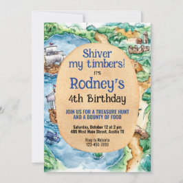 Pirate Z生日 uitnodiging voor schatjacht